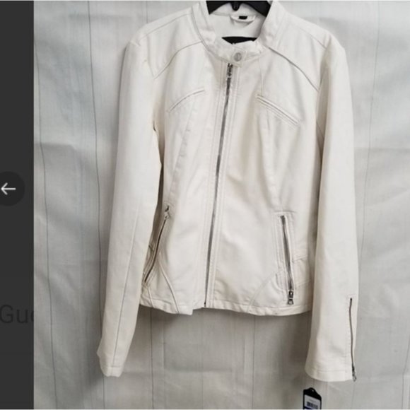 NEW GUESS FAUX LEATHER FRONT ZIP JACKET - Picture 8 of 12